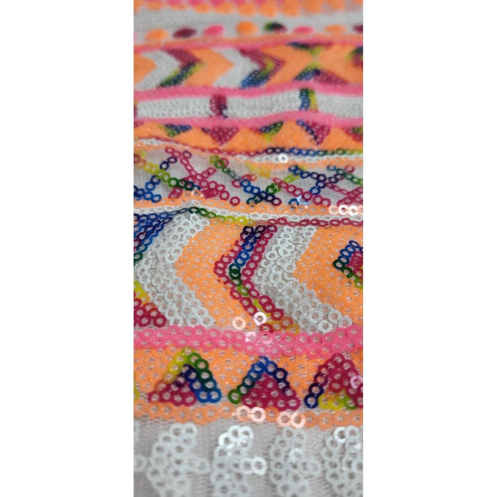 Miami Pink Sequins Aztec Design Sleeveless Top Size Medium - Picture 6 of 12